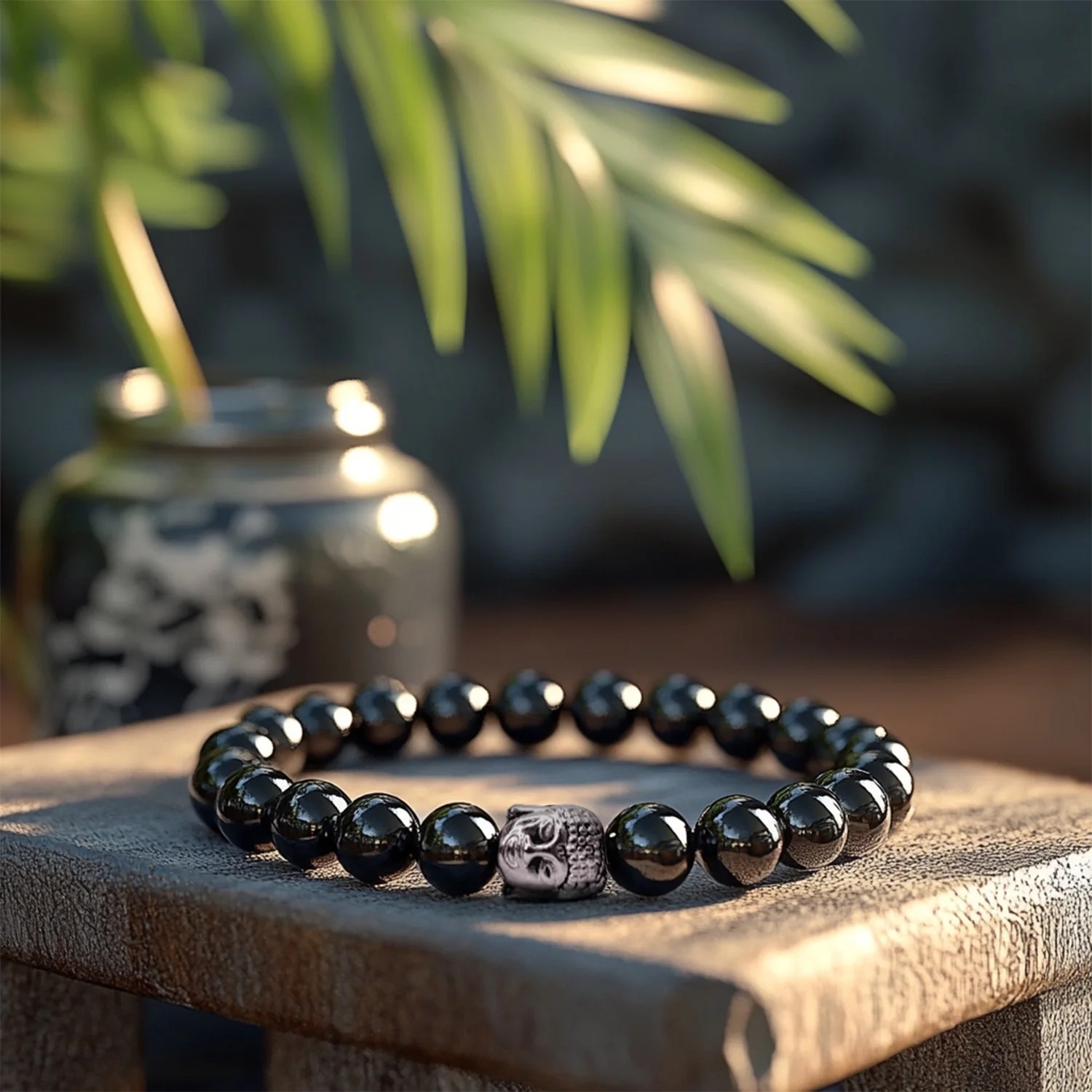 Black Tourmaline Buddha Bracelet - Image 7