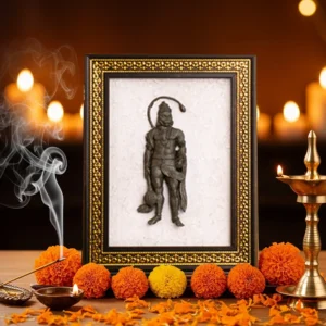 Raw Pyrite Hanuman on Selenite Plate Frame