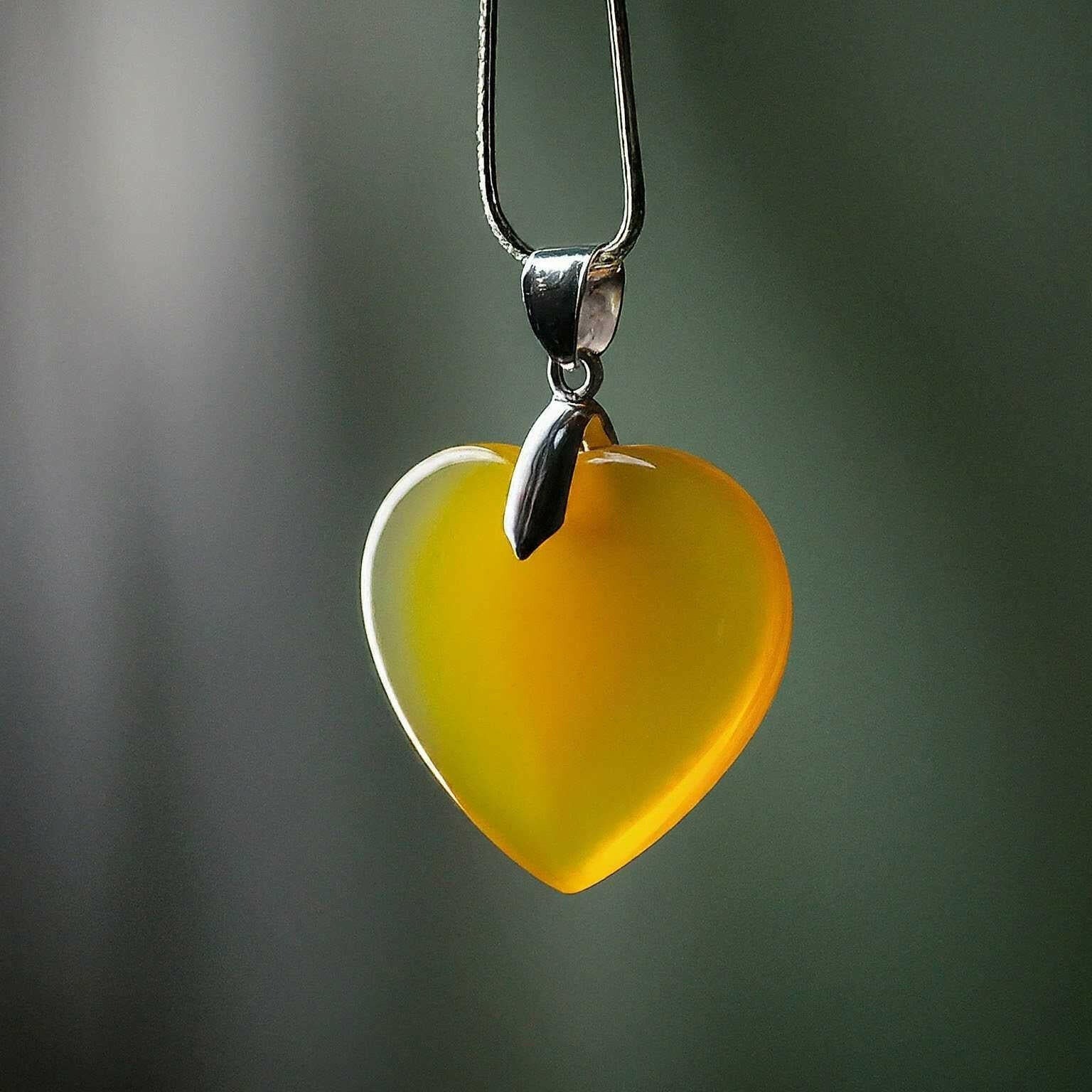 Yellow Agate Heart Pendant - Image 3